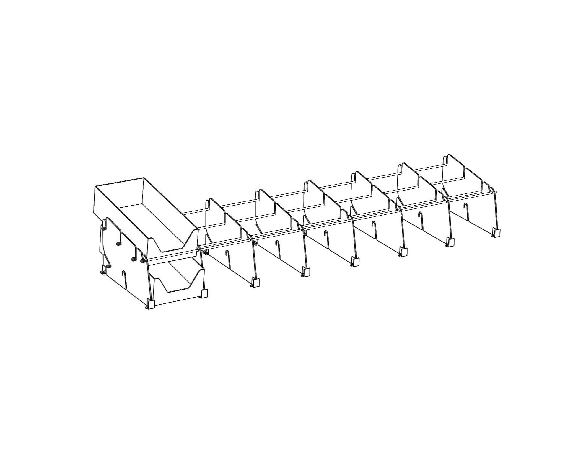 POS-T Double Tray System installed on grocery gondola shelf displaying stacked protein bars front-facing
